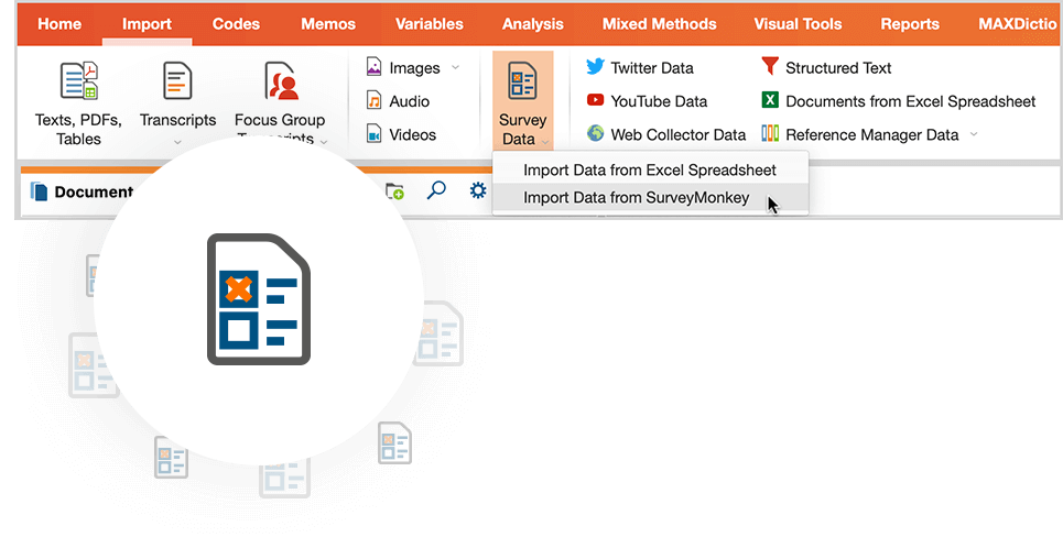 With a questionnaire analysis software like MAXQDA you can easily import questionnaire data