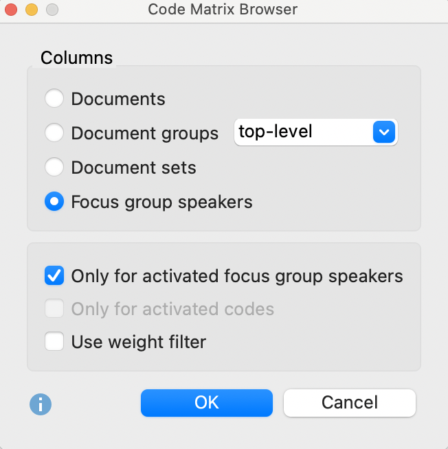 Code Matrix Browser options