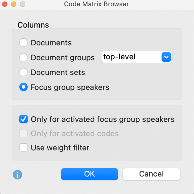 Code Matrix Browser options Code Matrix Browser options