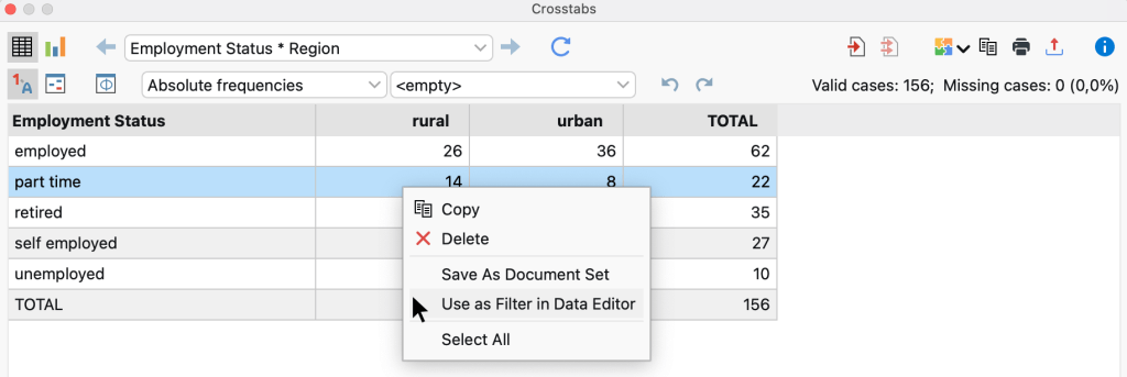 Use as filter in data editor Use as filter in the editor