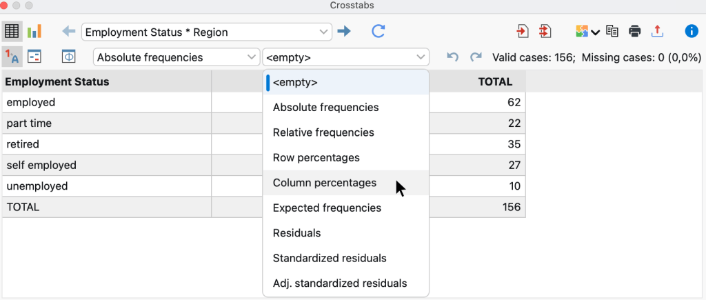 Table cell display options dropdown menu Table cell display options dropdown menu
