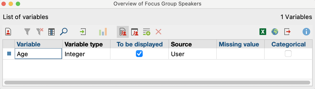 Newly added variable in Variable View Newly added variable in Variable View