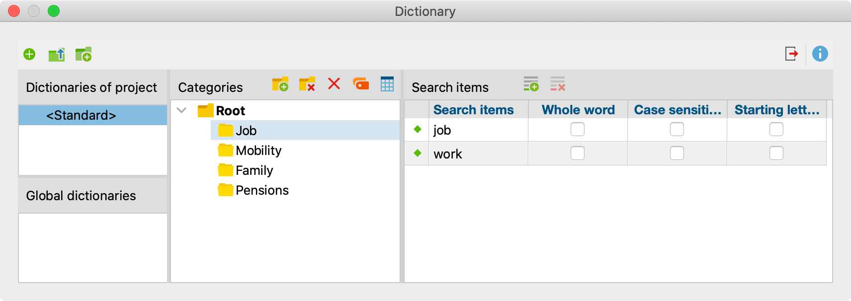 Create dictionary Create dictionary