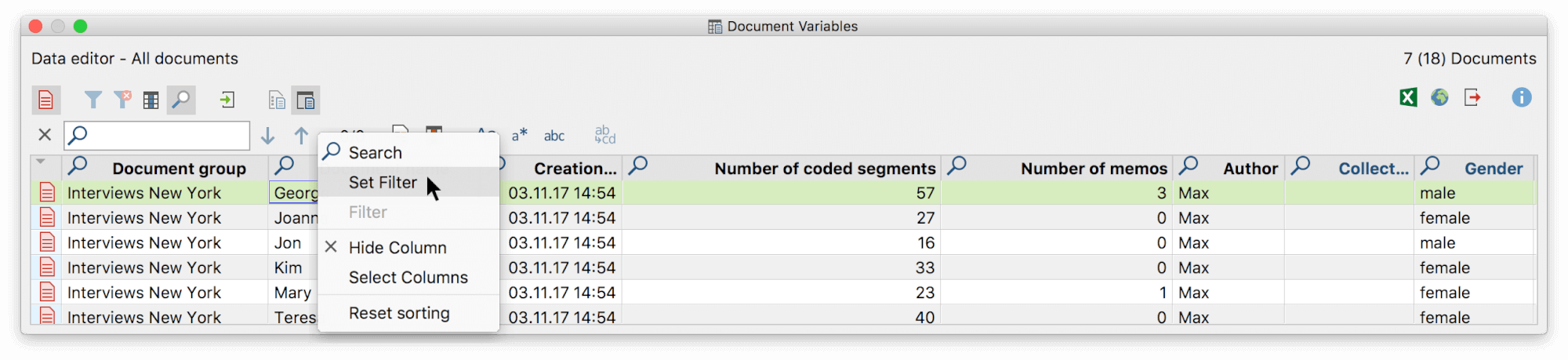 Set filter by column Set filter by column