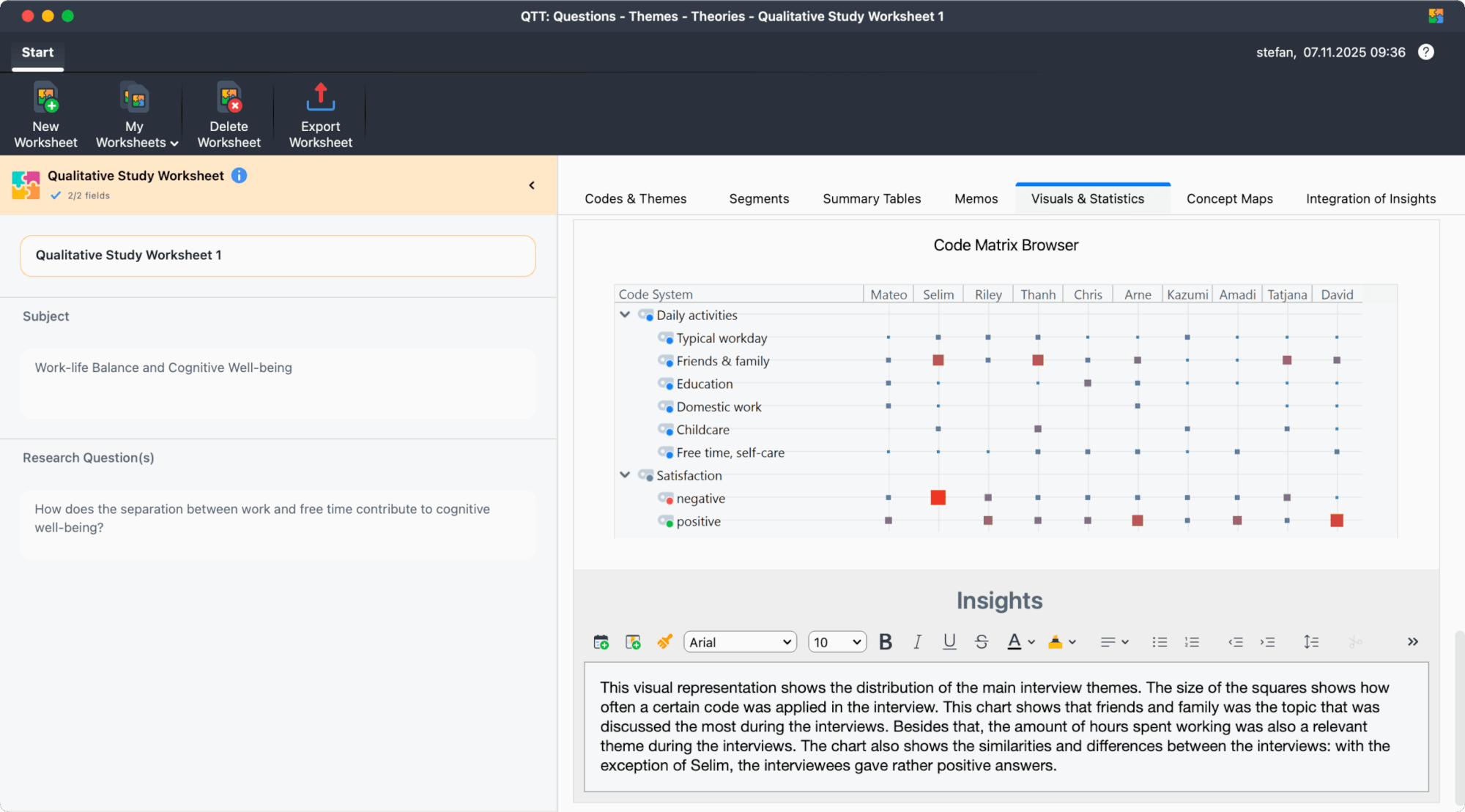 Qualitative Study Worksheet in the QTT workspace Qualitative Study Worksheet in the QTT workspace