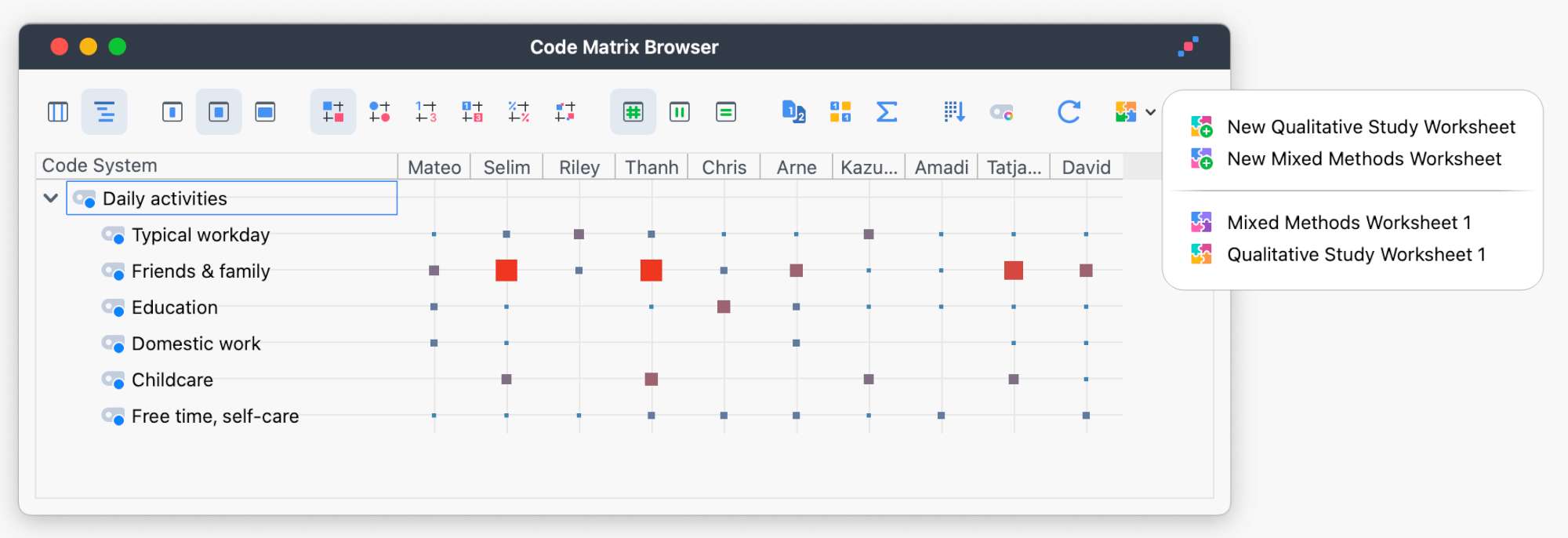Dropdown menu on a QTT icon