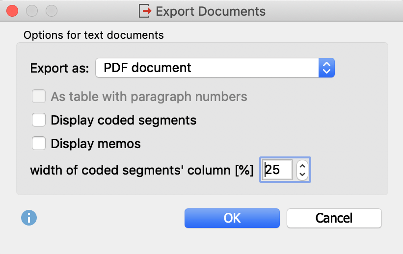 Transcrip export options Transcrip export options