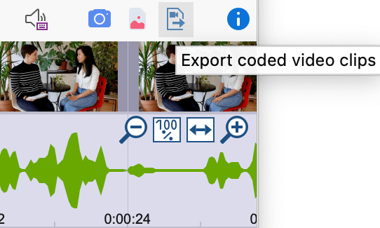 Export a coded video clip via the export icon in the “Multimedia Browser” toolbar Export a coded video clip via the export icon in the “Multimedia Browser” toolbar