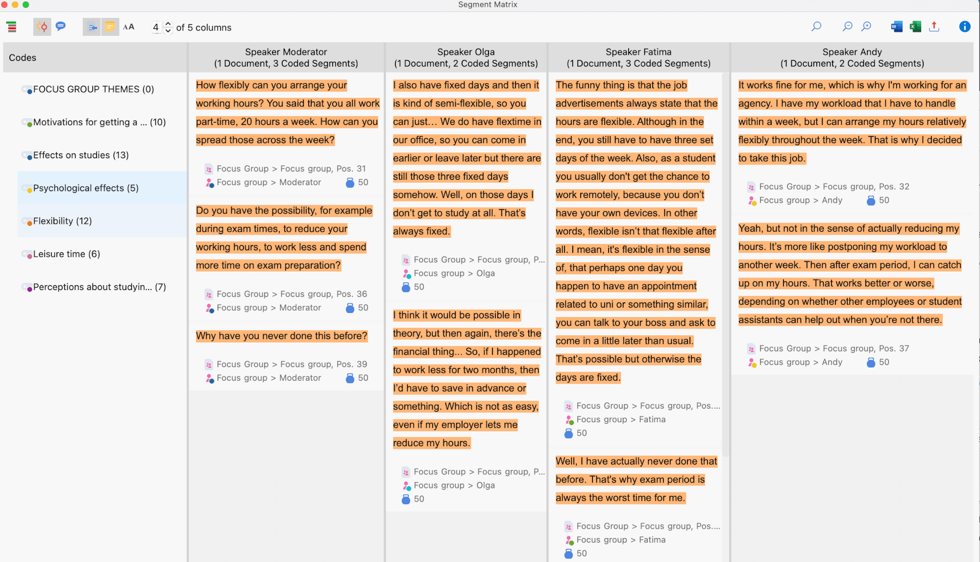 The interactive segment matrix The interactive segment matrix