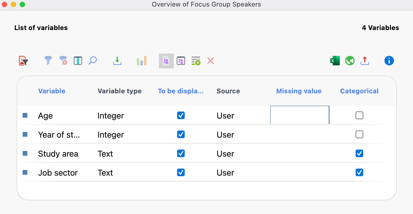 Newly added variable in Variable View Newly added variable in Variable View