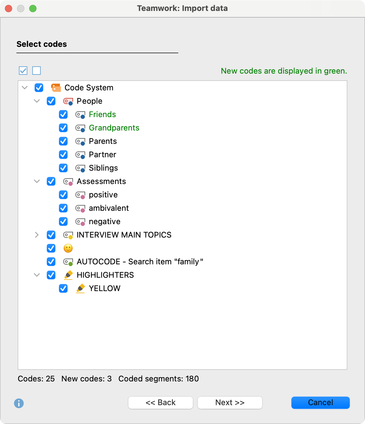 Select codes Select codes