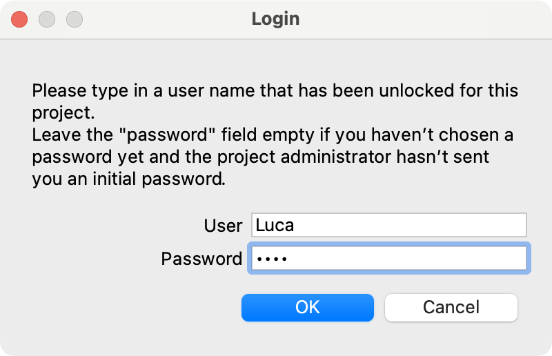 Login window