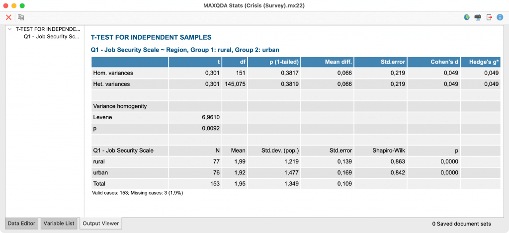 Results table in the Output Viewer Results table in the Output Viewer