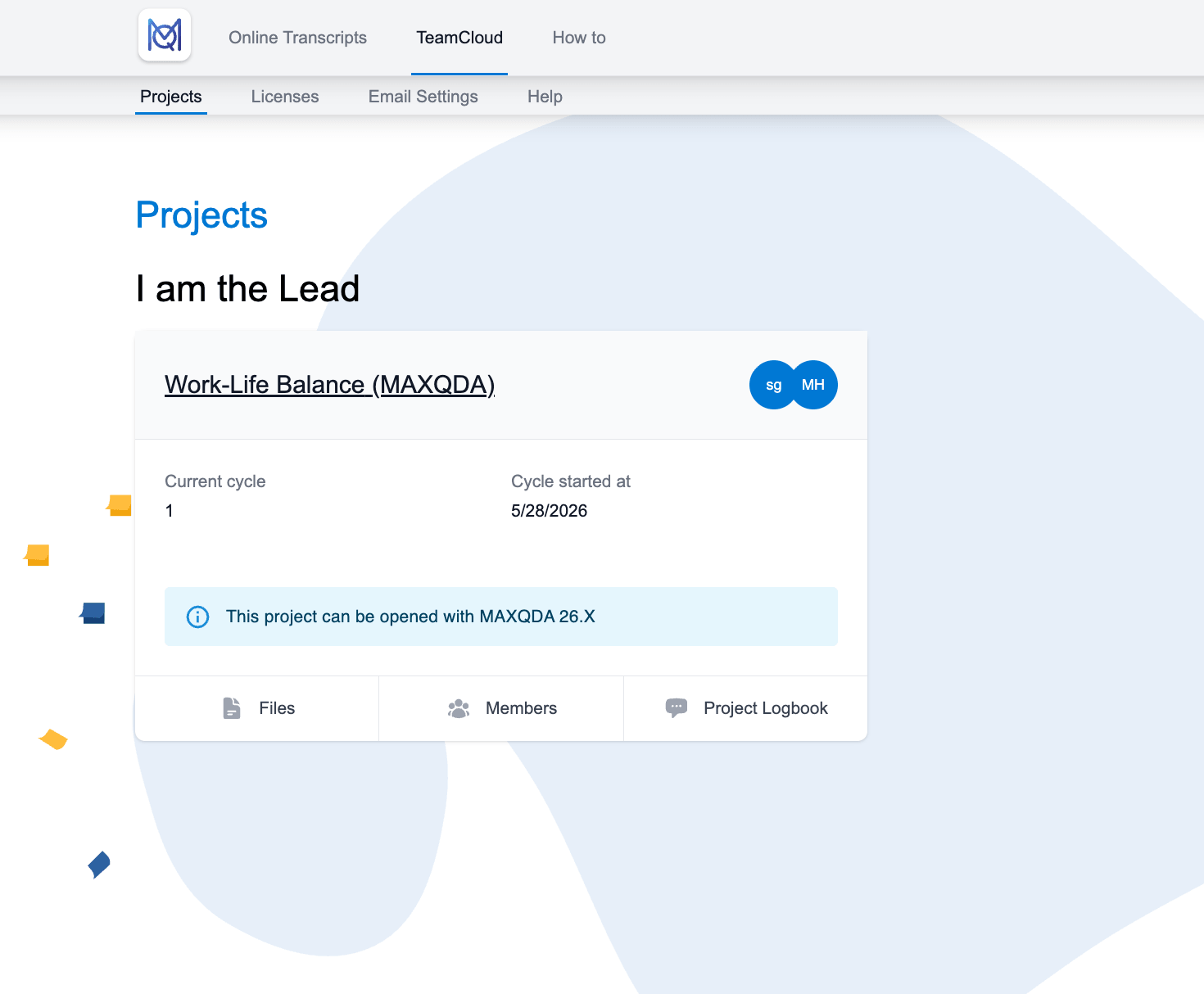 TeamCloud Projects page TeamCloud Projects page showing a project listed under I am the Lead