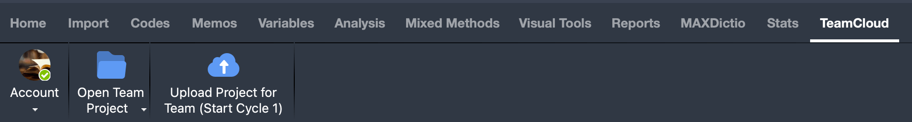 Upload button for team lead in TeamCloud menu Upload button for team lead in TeamCloud menu