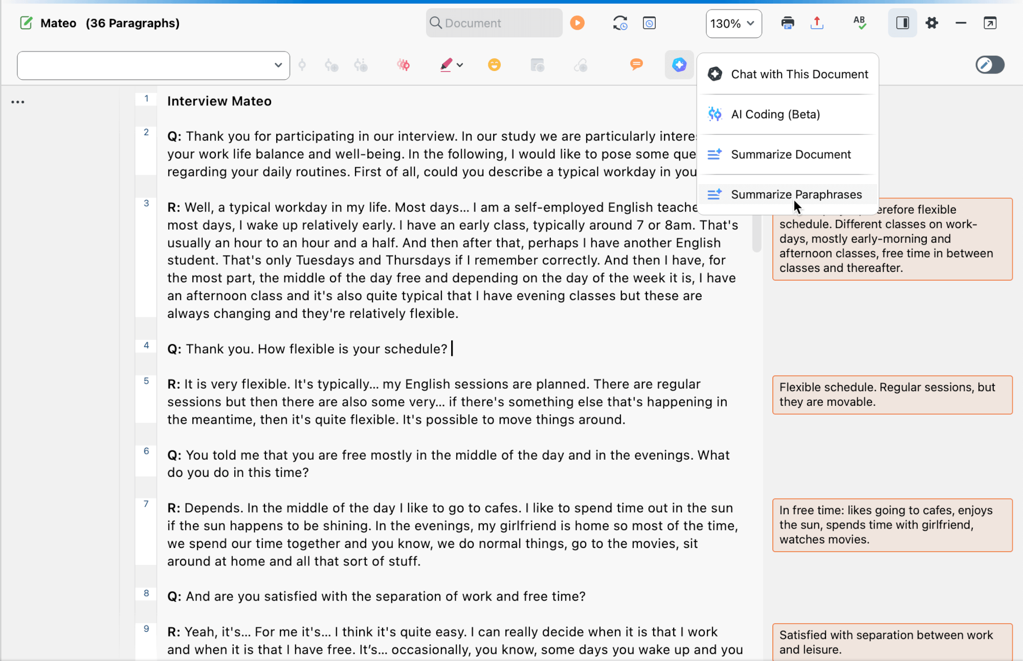 The paraphrases next to the text can be automatically summarized with AI Assist The paraphrases next to the text can be automatically summarized with AI Assist