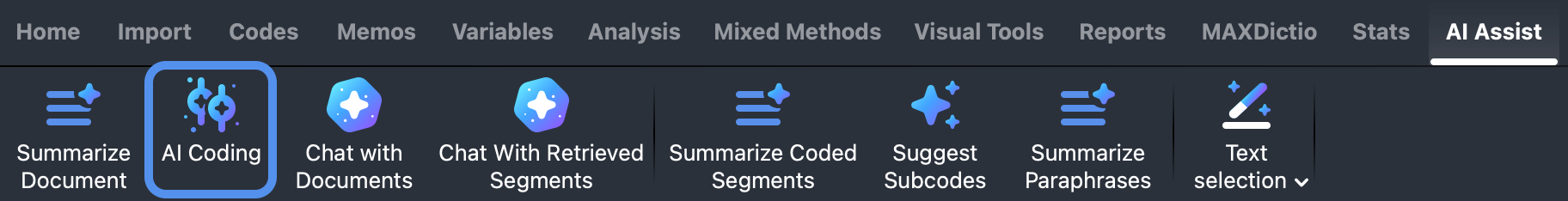 AI Coding via the AI Assist main menu
