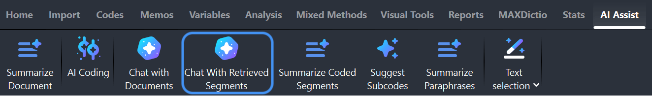 Chat with coded segments via AI Assist's main menu