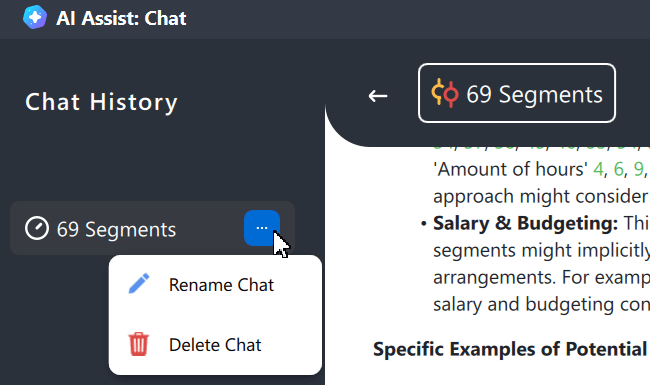 Rename or delete chats in Chat History