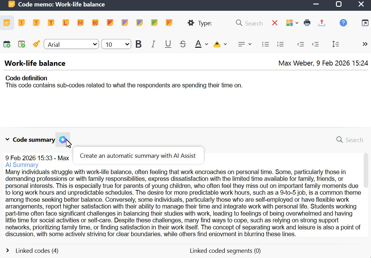 Example of AI-generated code summary in a memo Example of AI-generated code summary in a memo