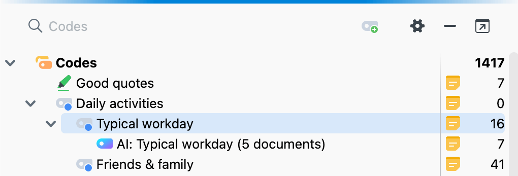 Example of AI-generated subcodes in the 'Codey System' window