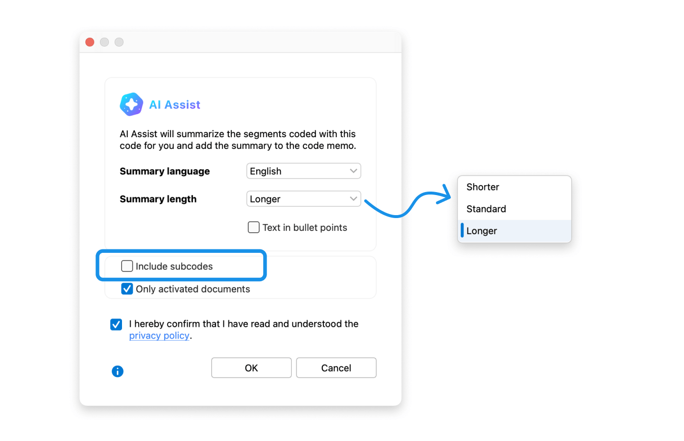 Example of an AI-generated code summary