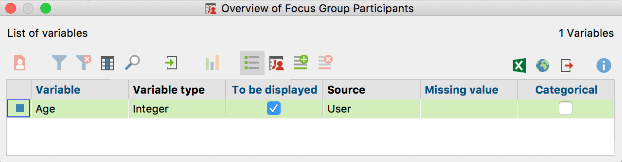 Newly added variable in Variable View Newly added variable in Variable View