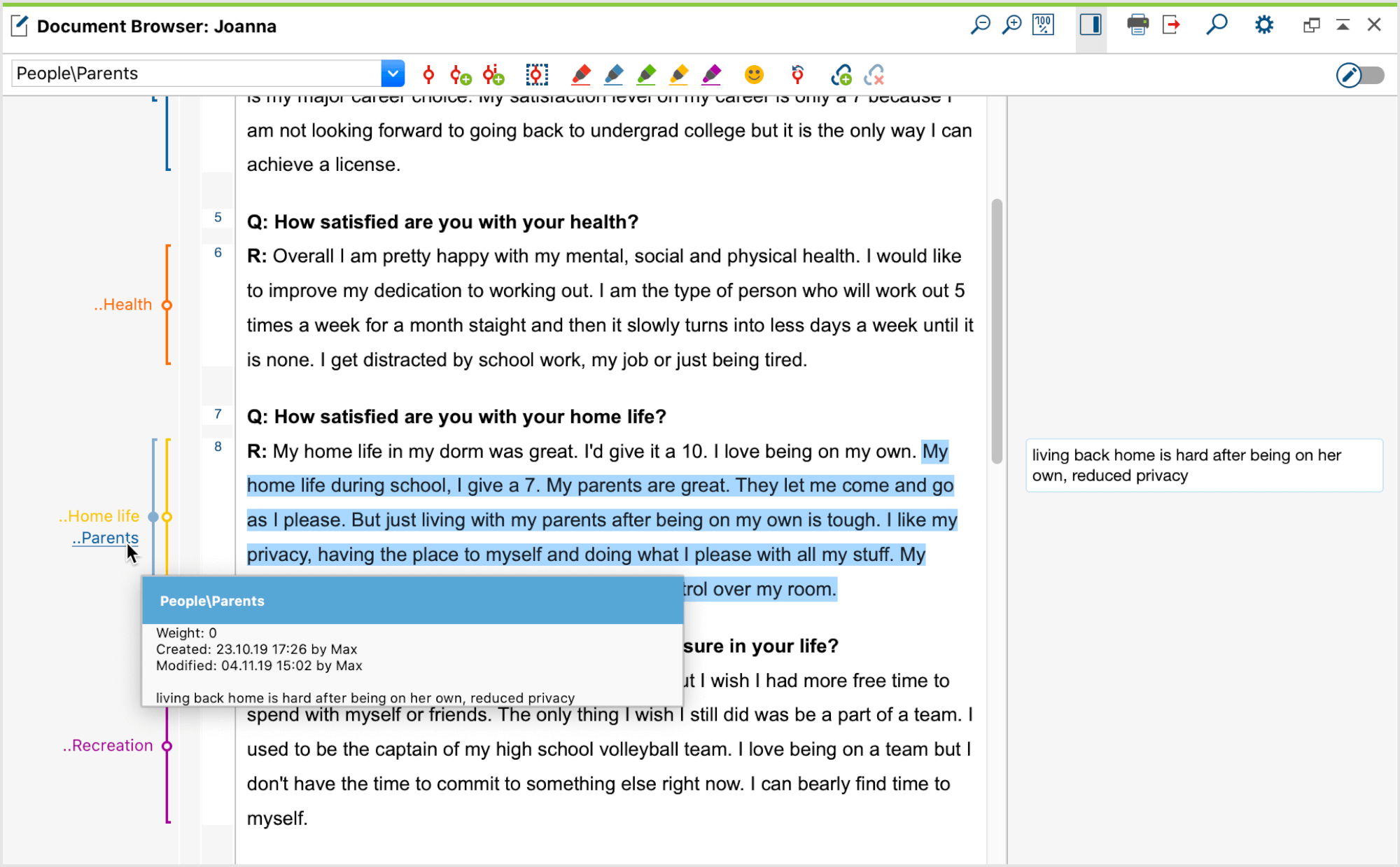 A code comment in the Document Browser