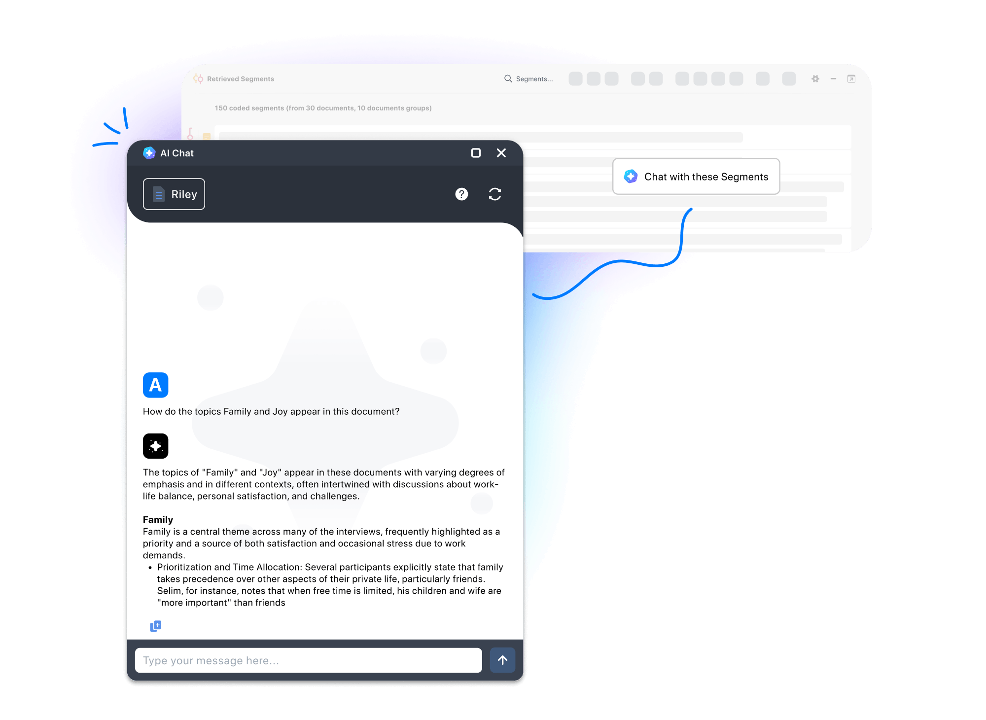 MAXQDA AI Assist Chat Function with Sample Question
