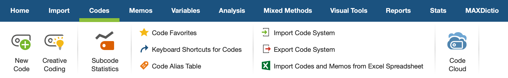 The Codes Tab The “Codes“ Tab