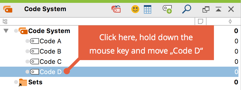 Moving codes with the mouse Moving codes with the mouse