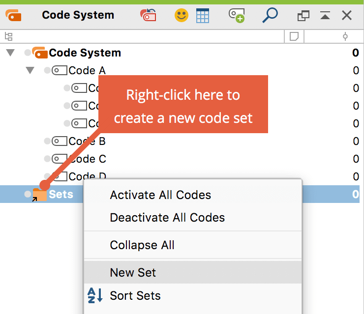 Create a new code set in the “Code System” Create a new code set in the “Code System”