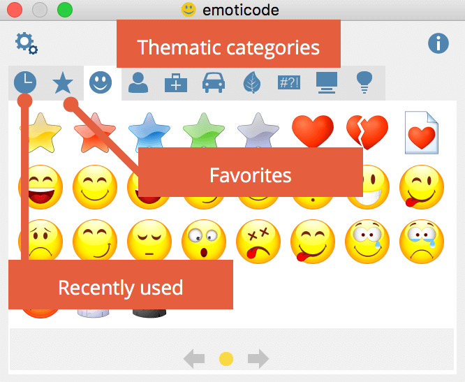 The emoticode window The emoticode window