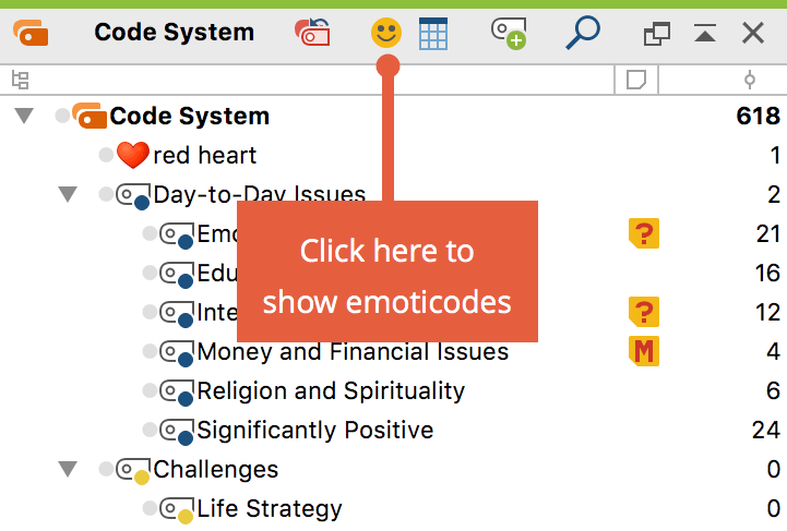 emoticode display in the “Code System” emoticode display in the “Code System”
