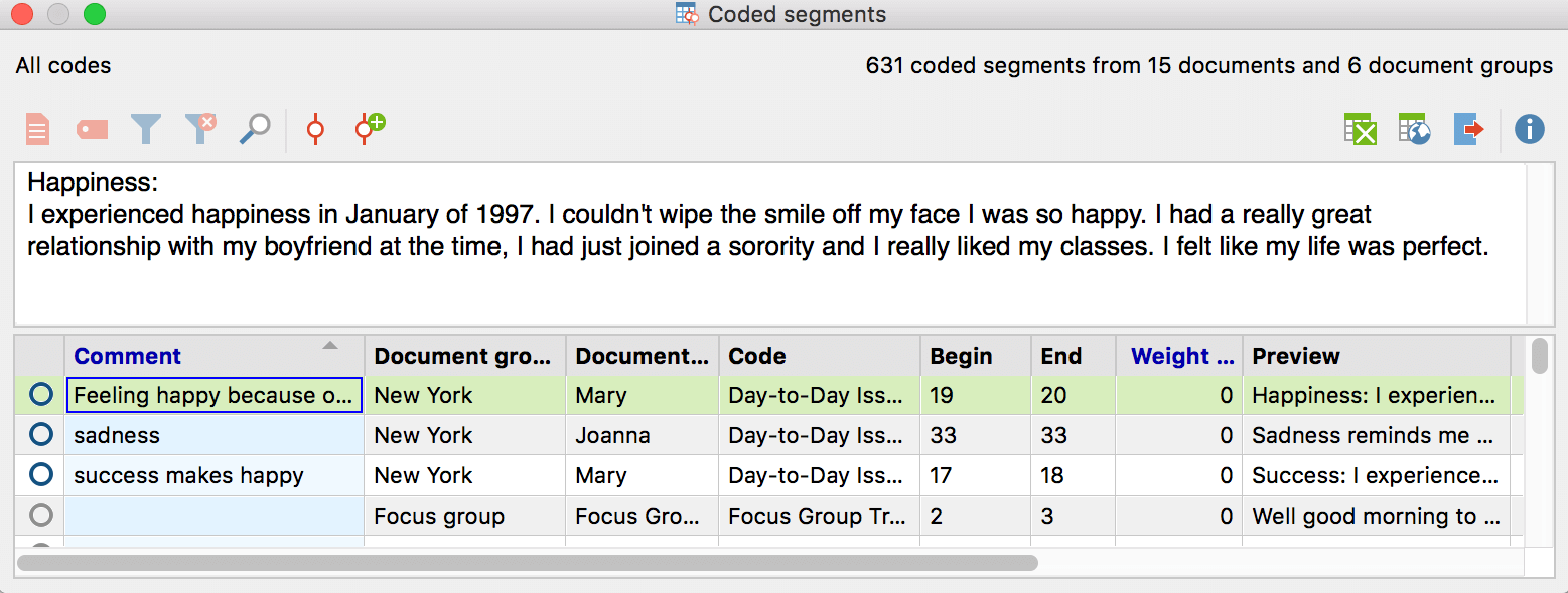 Comments for retrieved segments
