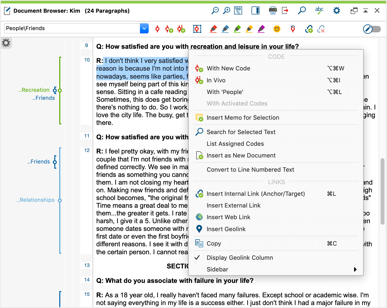 Context menu in the Document Browser Context menu in the Document Browser
