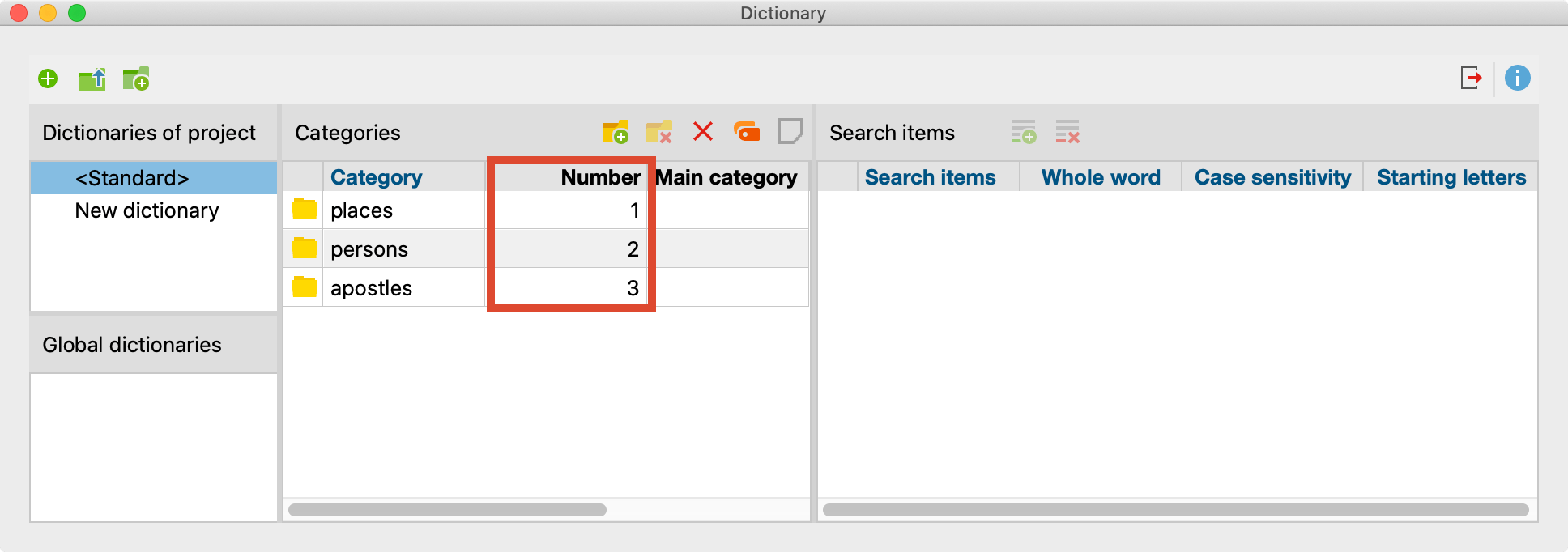 Each category has its own ID-number Each category has its own ID-number