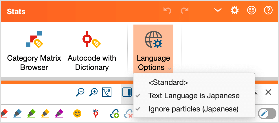 Select option for Japanese text in the MAXDictio menu Select option for Japanese text in the MAXDictio menu