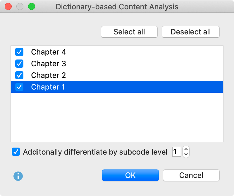 Select codes to subdivide a text into more units of analysis Select codes to subdivide a text into more units of analysis