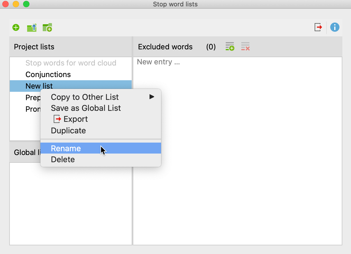 MAXQDA 2022 Online Manual: Stop Word Lists - MAXQDA