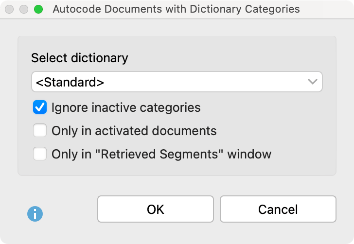 Autocoding options Autocoding options