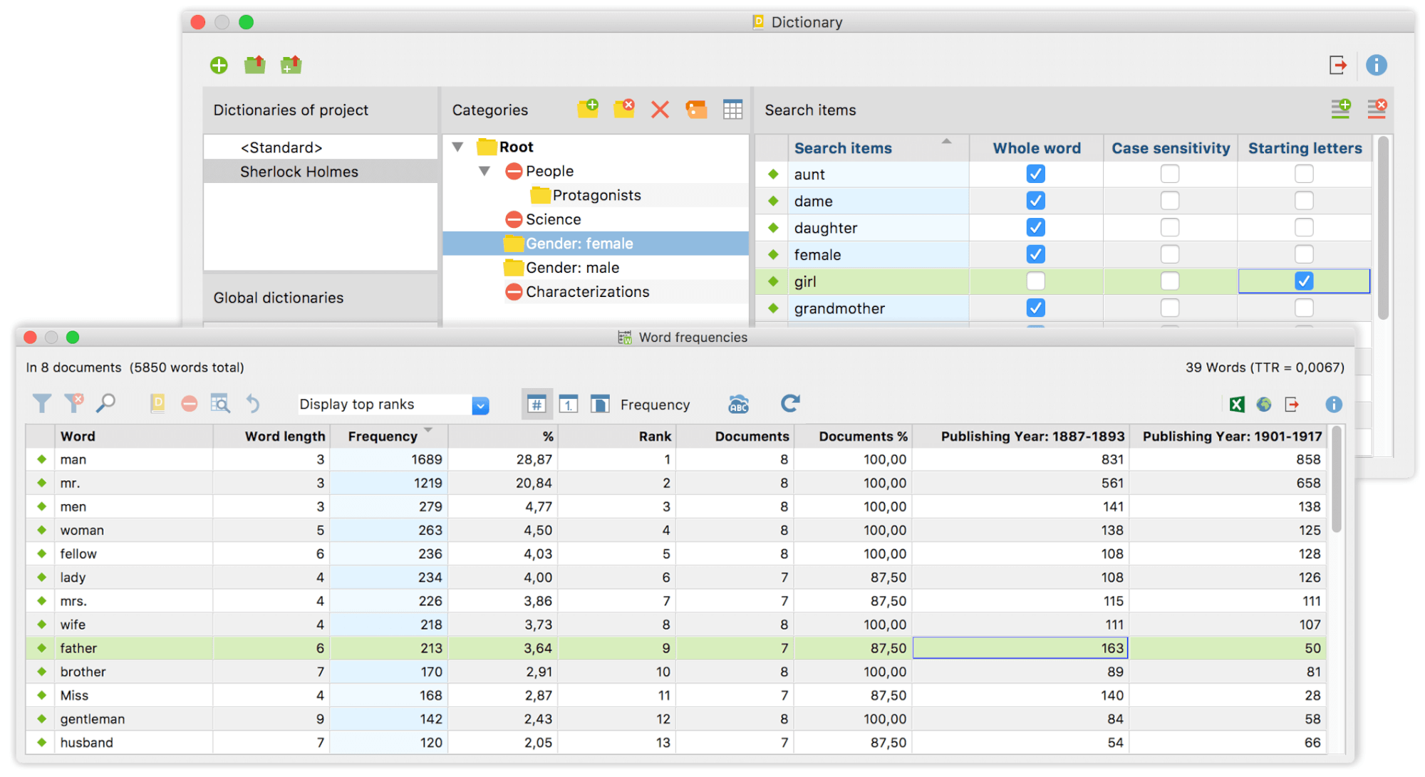 Dictionary based analysis in MAXQDA Plus