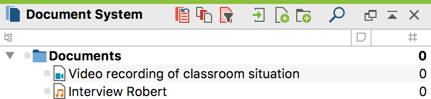 Special symbols for audio and video files in the Special symbols for audio and video files in the "Document Browser"