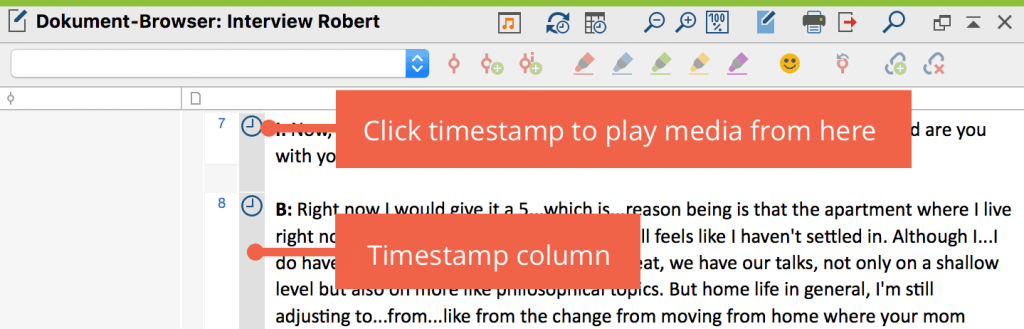 Timestamps in the document browser Timestamps in the document browser