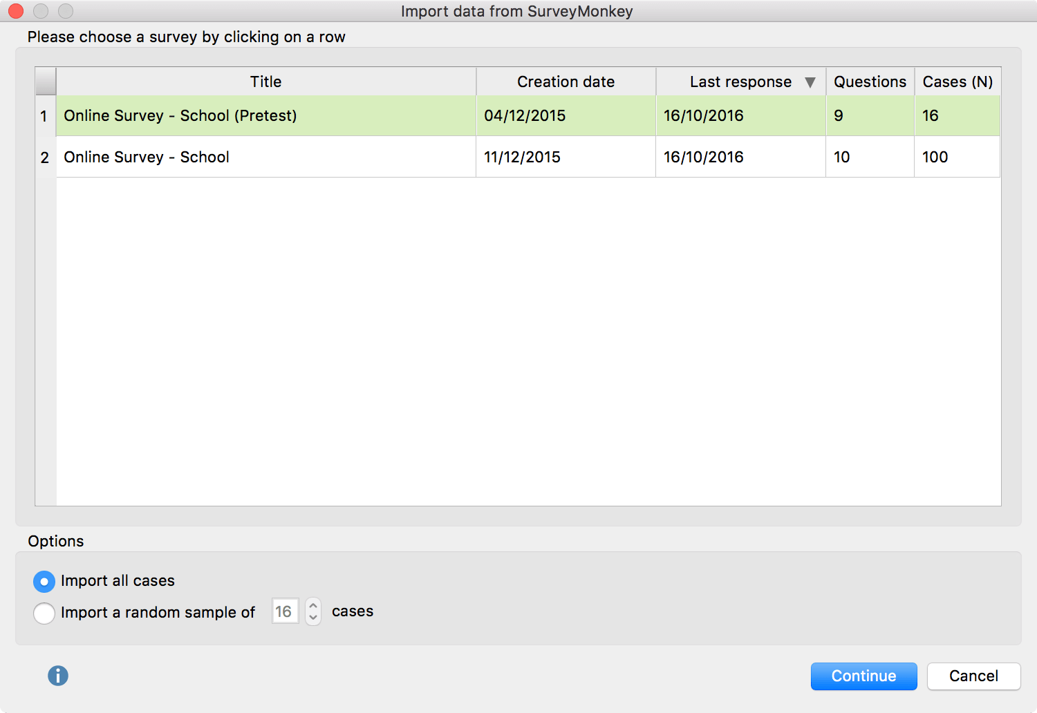 Import from SurveyMonkey