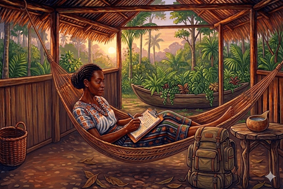 Ethnographer writing on a fieldnote