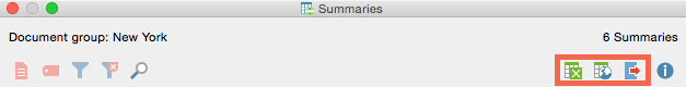 Overview of summaries - Export