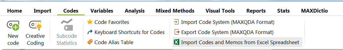 Importing Codes from Excel into MAXQDA