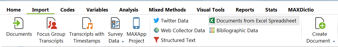 import documents into MAXQDA from Excel