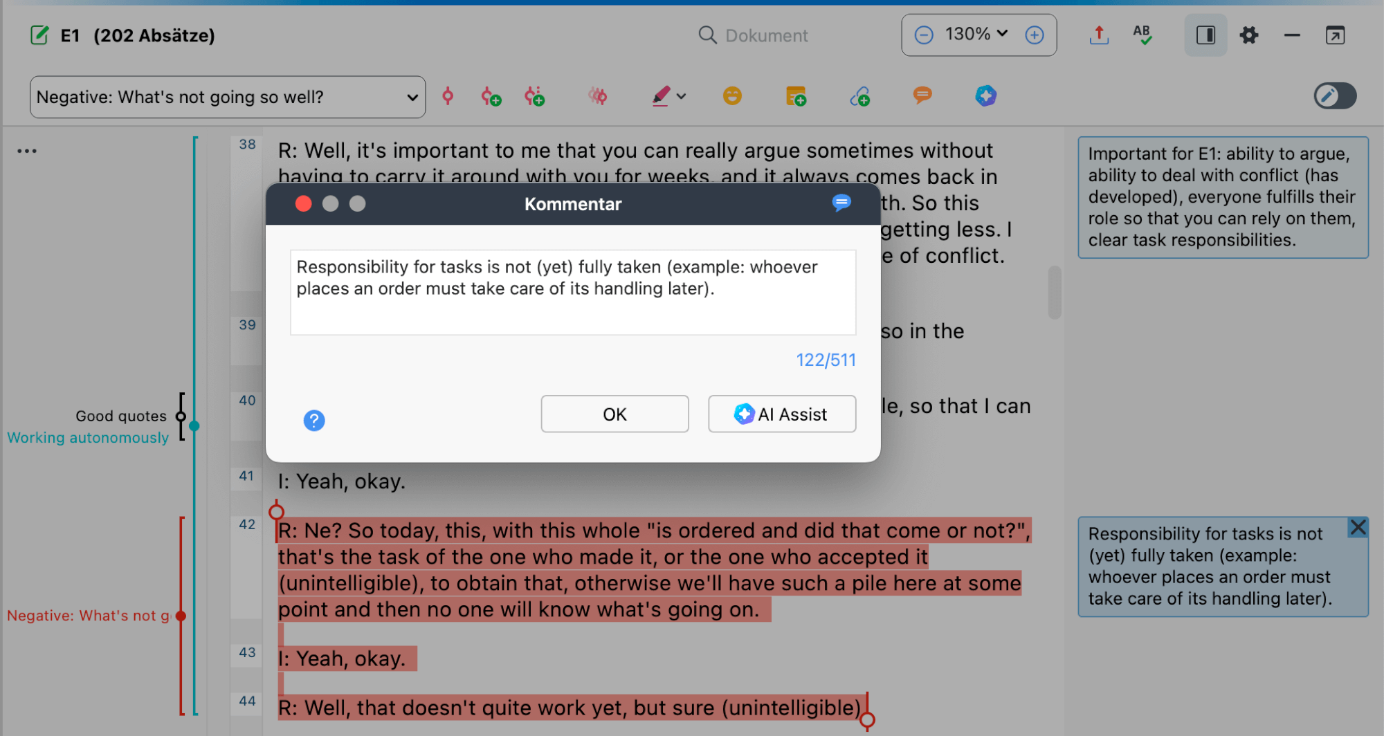 Writing summaries in code comments
